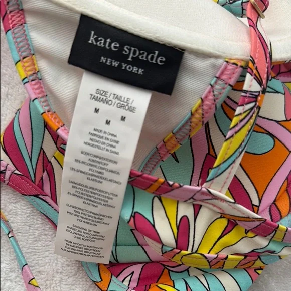 NWOT. Kate Spade New York Underwire Bikini Women’s Swim Top. Colorful, Pink. M. - Picture 4 of 8
